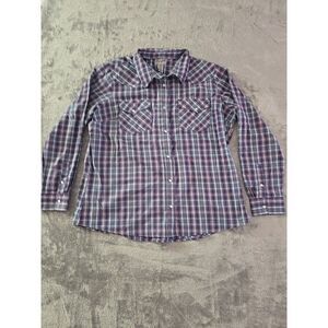 Wrangler‎ Western Plaid Long Sleeve Snap Front Shirt XXL Mens Pearl Snap